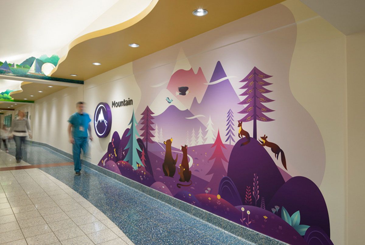 Pin By Emily Ashley Frost On Branding Wayfinding Hospital Interior Design Healthcare Interior Design Childrens Hospital