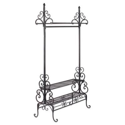 Welcome Home Accents Aged Bronze Scrolled Metal Quilt Rack with Shelf