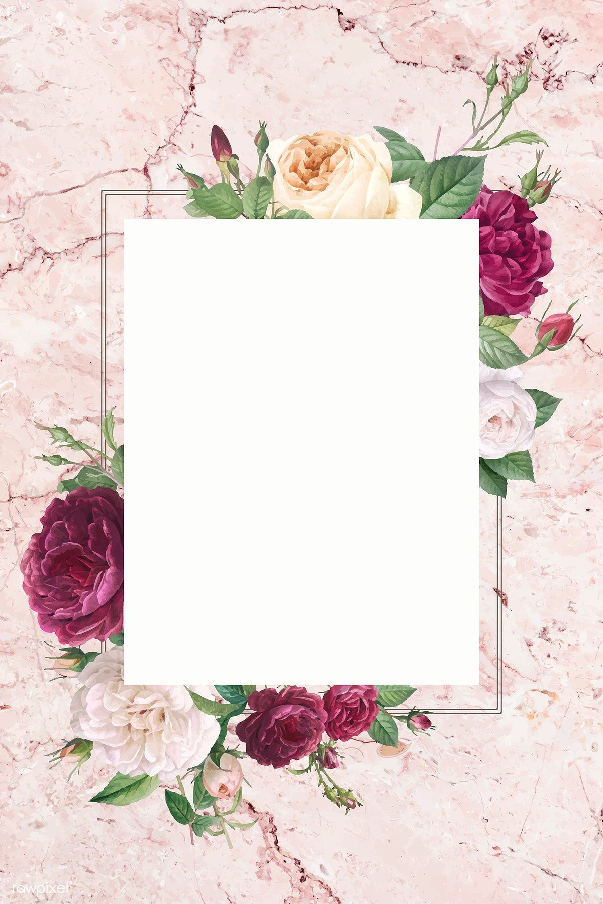 Download Rectangular frame decorated with roses vector | free image ...