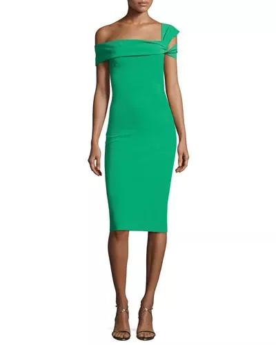 Emerald One Shoulder Jersey Dress