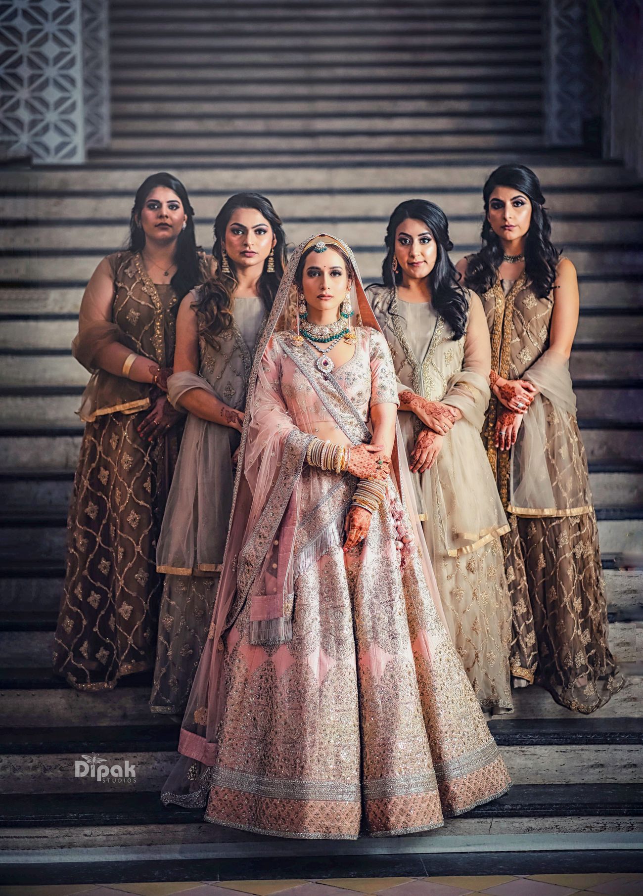 Bridesmaids In Mismatched Outfits Tend To Add Vibrancy To Your Wedding Photos! Check 'em Out!! Bridesmaid Poses, Bridesmaids Photos, Bridesmaid Outfit, Brides And Bridesmaids, Bridesmaid Makeup, Brides Sister, Indian Wedding Poses, Indian Bridal Photos, Wedding Pics