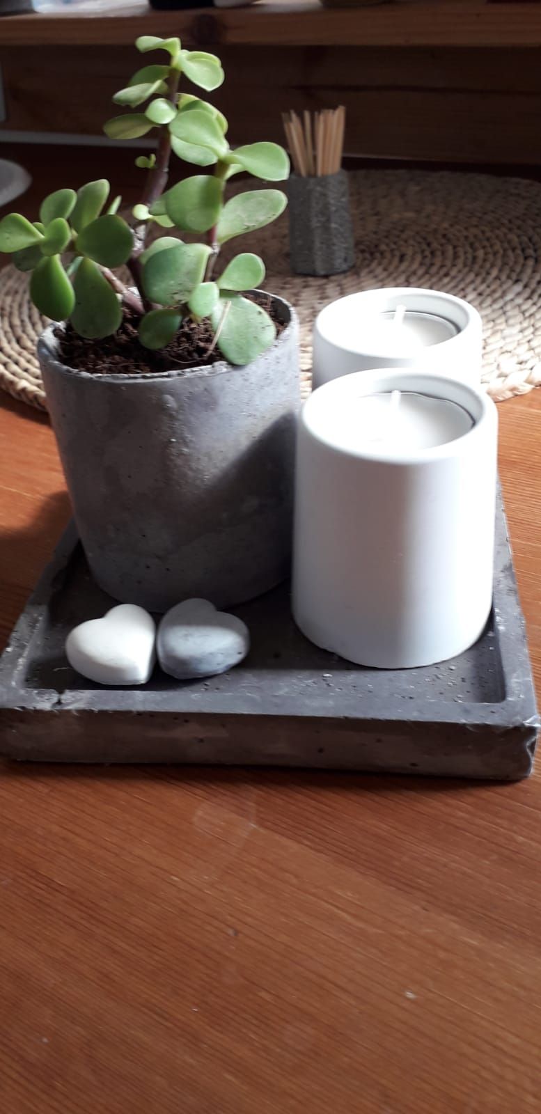 Concrete table centerpiece