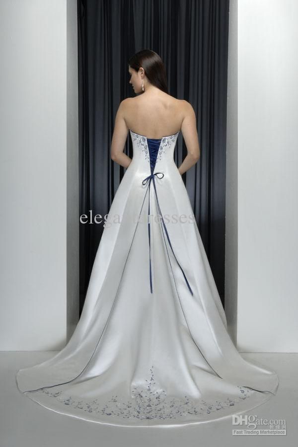 Blue Embroidered Wedding Dress