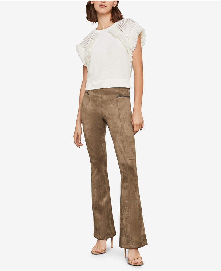 BCBGMAXAZRIA Womens Faux-Suede Flared Legging