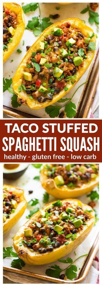 Taco Spaghetti Squash Boats #groundturkeytacos