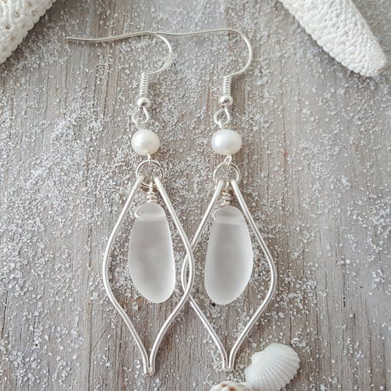 Freshwater pearl February Birthstone, Handmade in Hawaii,Magical Color Changing purple sea glass earrings Hawaii Gift Wrapped