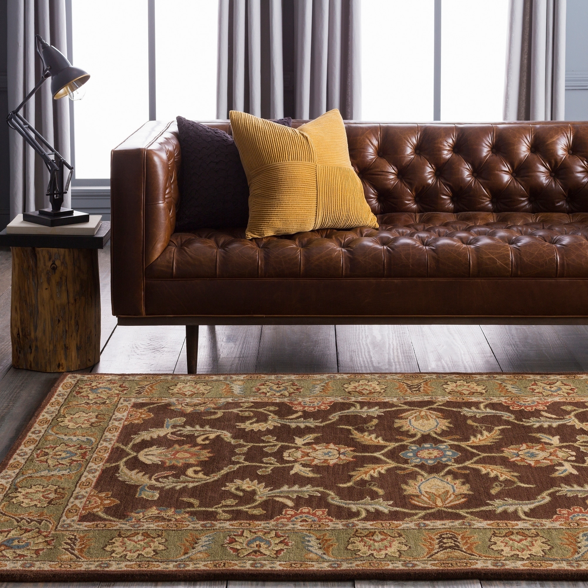 Hand Tufted Coliseum Rust Traditional Border Wool Area Rug Wool Area Rugs Area Rugs Square Area Rugs