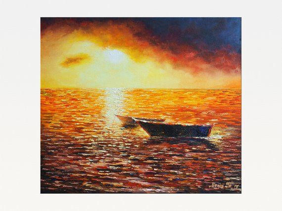 X Large Plum Purple Canvas Picture Sunset Sea Seascape