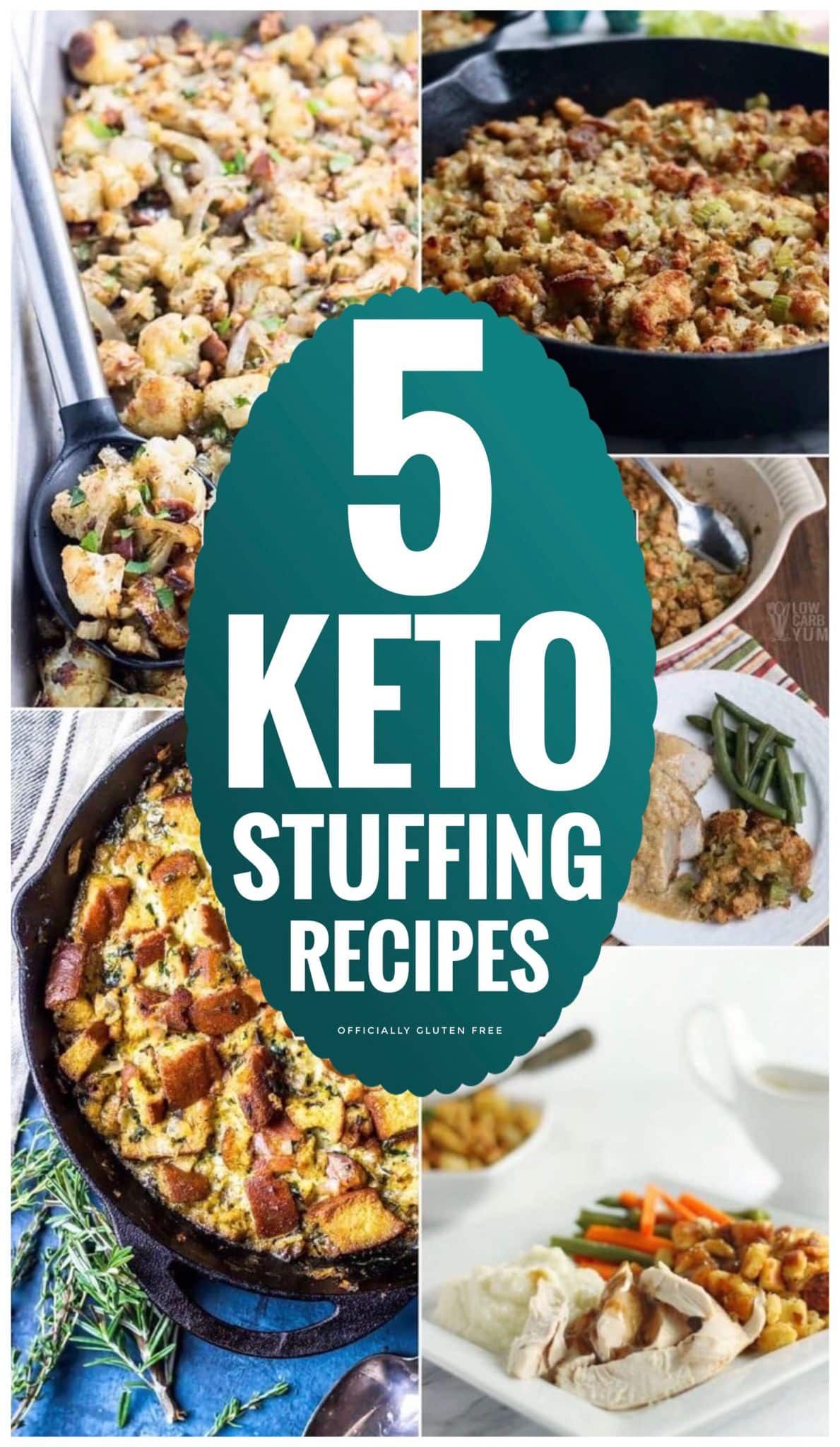 Keto Stuffing Made 5 Ways Holiday Stuffing Recipes, Paleo Stuffing, Low Carb Stuffing, Keto Holiday Recipes, Gluten Free Recipes Easy, Low Carb Keto Recipes, New Recipes, Favorite Recipes, Low Carb Side Dishes