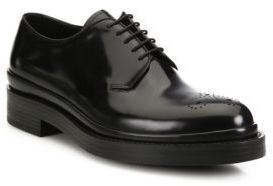 Prada Spazzolato Leather Oxfords Leather Oxfords Dress Shoes Men Leather Brogues