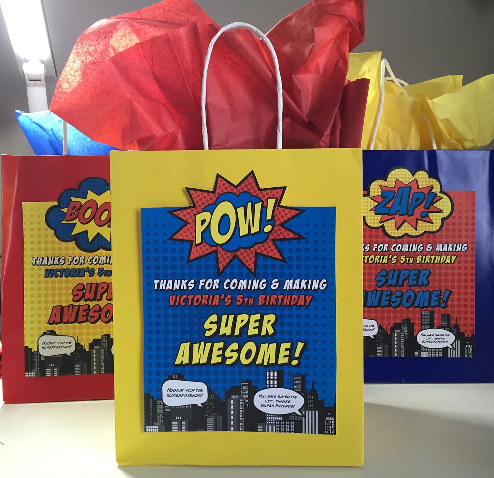 Superhero Gift Bag Labels BIG PRINTABLE Etsy Superhero Themed Gifts