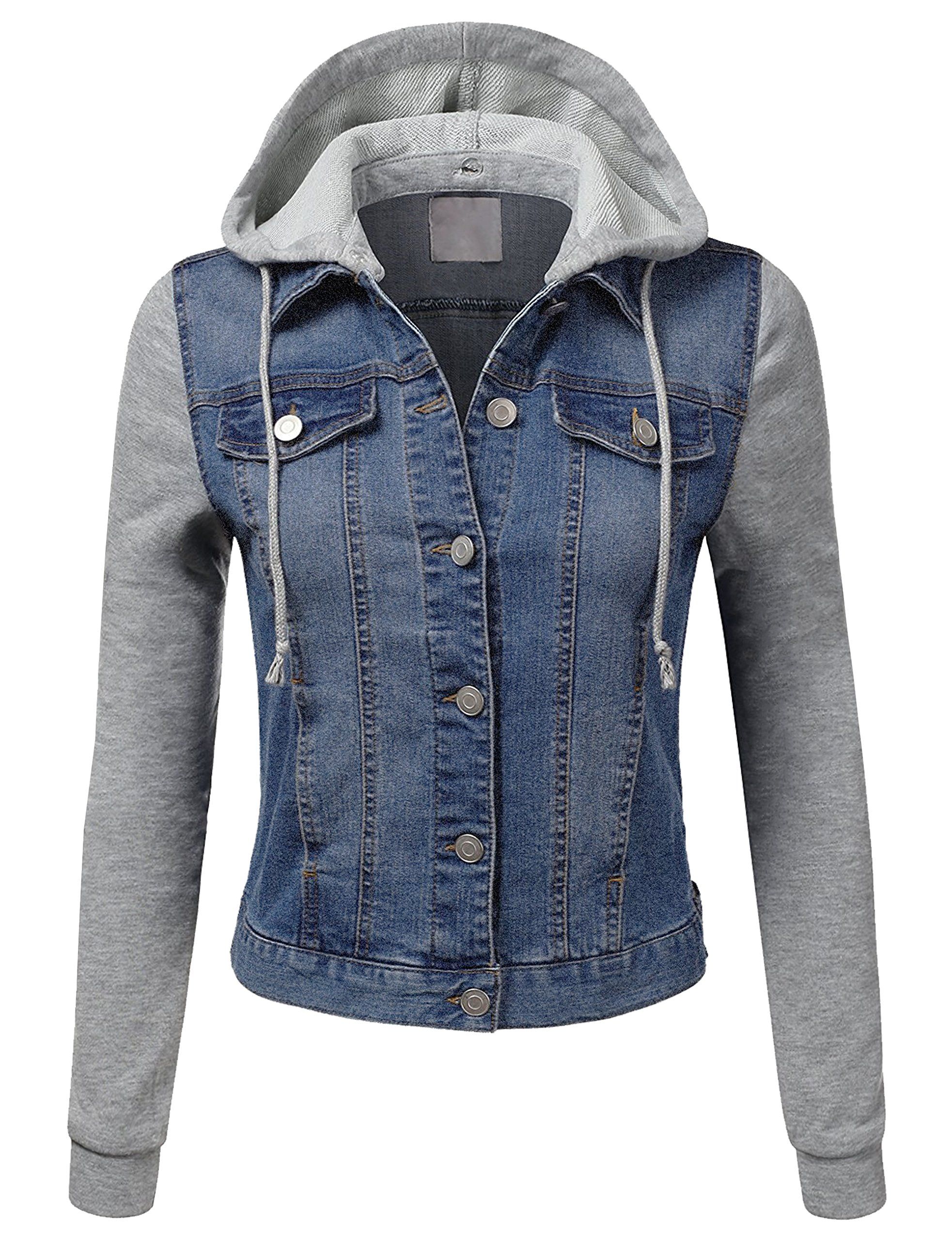kooldo womens denim jacket lightweight fleece hoodie sleeve and pocketslblue details can be found by clicking jeansjacke damen elegante jacken jacken frauen