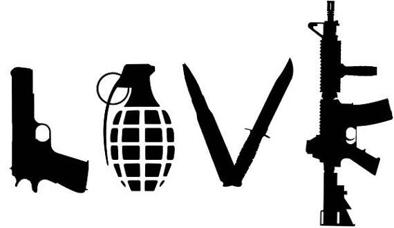 I Love Guns sticker decal Great for Colt Enthusiast Pistol Rifle Shotgun
