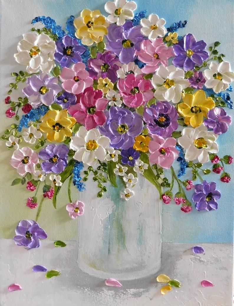 Custom Original Wildflower Oil Impasto Painting, I Custom Original Wildflower Oil Impasto Painting, I