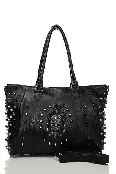 Black skull and studs handbag | Skull handbags, Bags, Studded bag