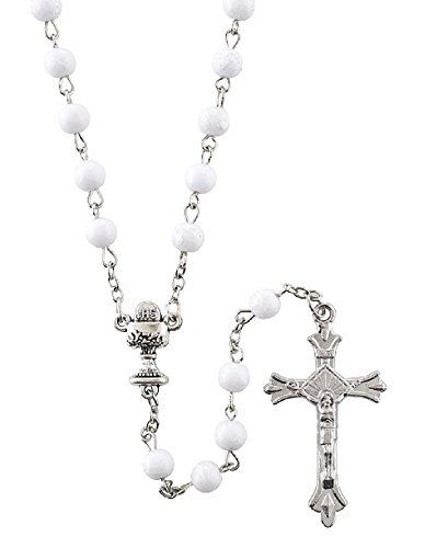 First Communion White Rosary At001 Https Www Amazon Com Dp