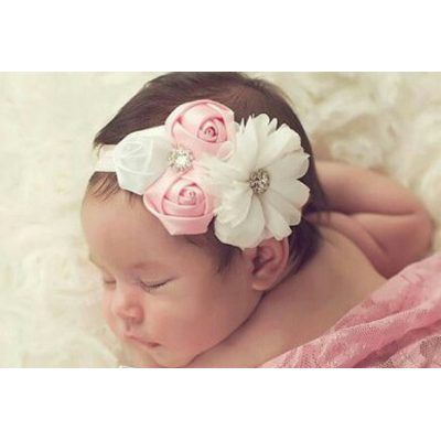 Hermoso para recién nacidos niñas Flor de Gasa diademas be Hermoso para recién nacidos niñas Flor de Gasa diademas be
