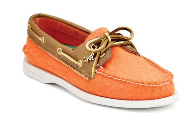 orange sperry boat shoes