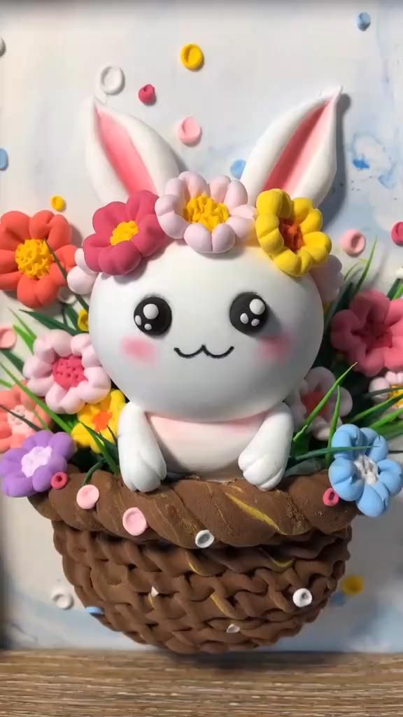 Creative Clay DIY Handmade DIY Cute Little White Rabbit#DIY