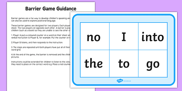 Phase 2 Tricky Words Counters Barrier Game Worksheet