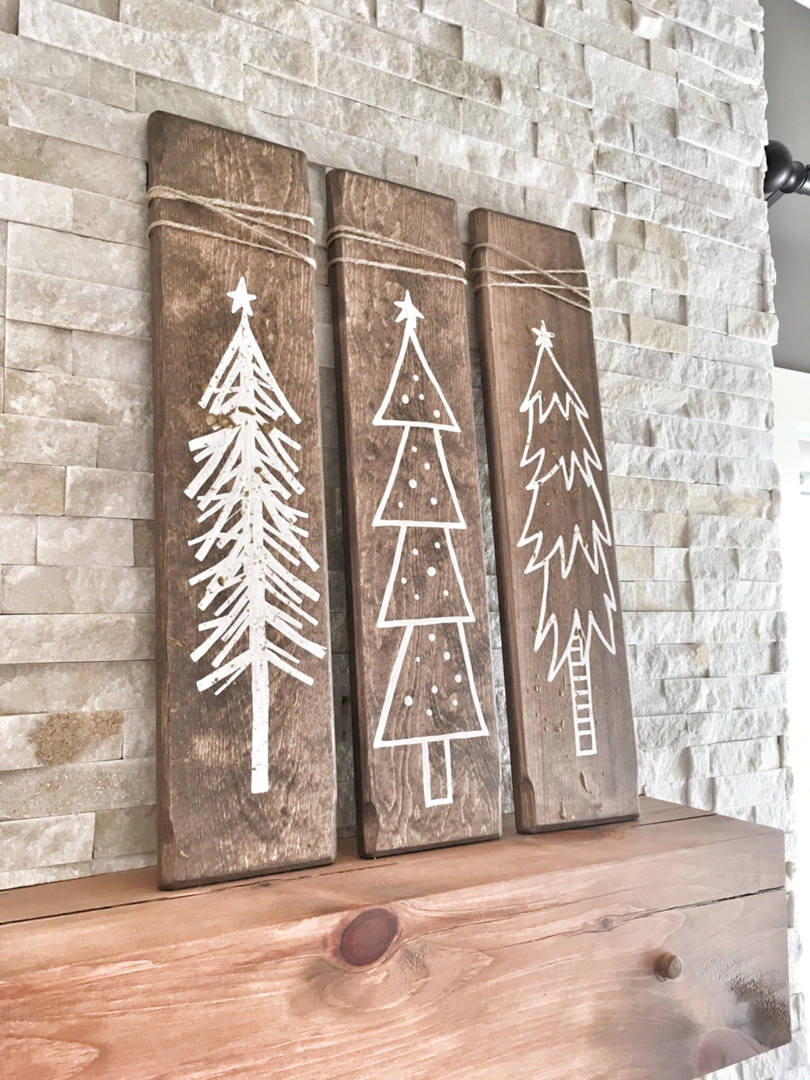 Set of 3 Rustic Wooden Christmas Trees, Xmas Wood Tree Decoration for Holiday Season, Christmas Holiday Gift and Present, Rustic Christmas #xmastreedecoratingideas