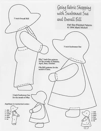 Sunbonnet Sue & Overall Bill | Sunbonnet sue, Sunbonnet, Quilt patterns