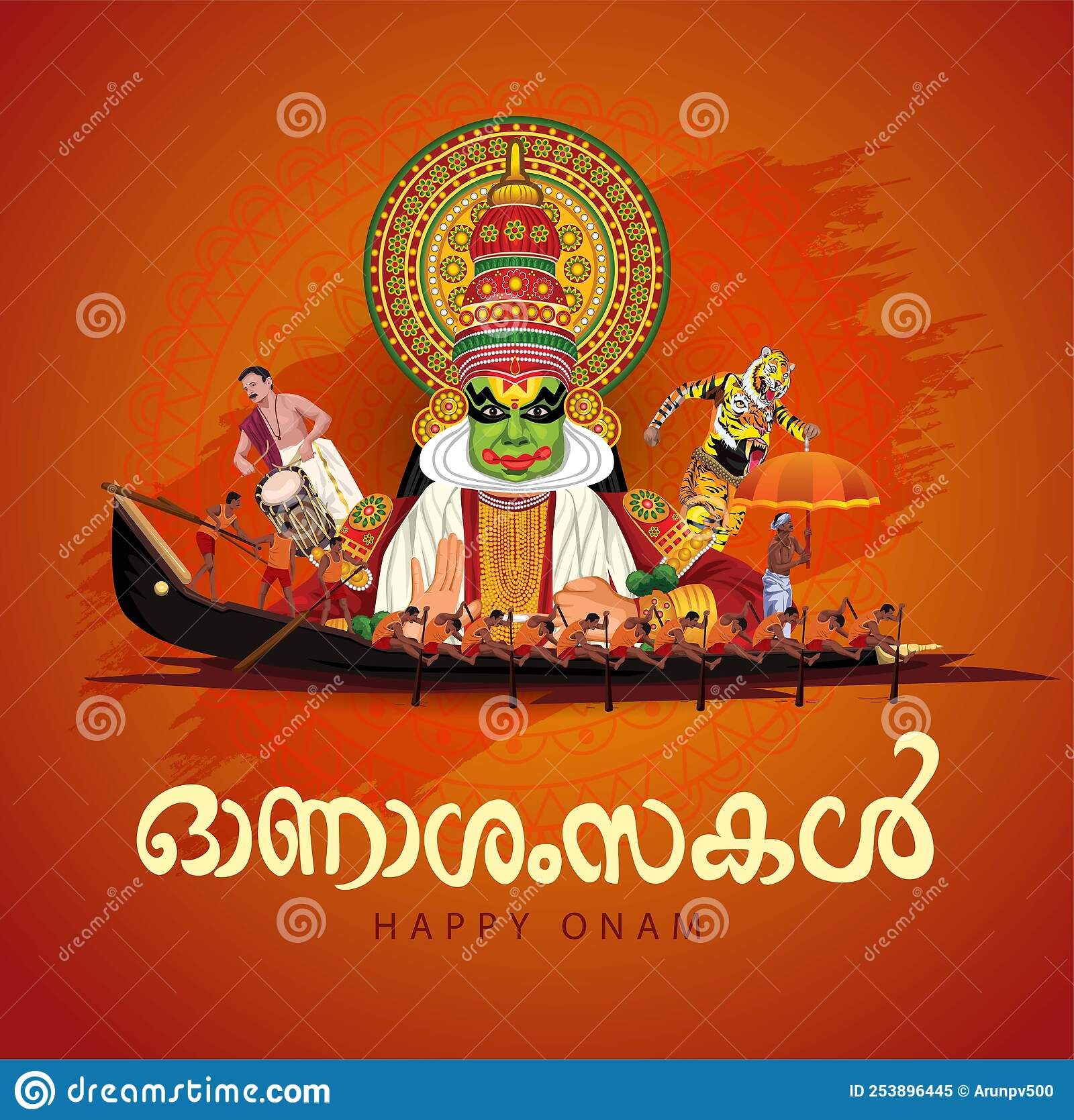Kerala Festival Happy Onam With Kathakali Face Use For Poster Leaflet Kerala Festival Happy Onam With Kathakali Face Use For Poster Leaflet