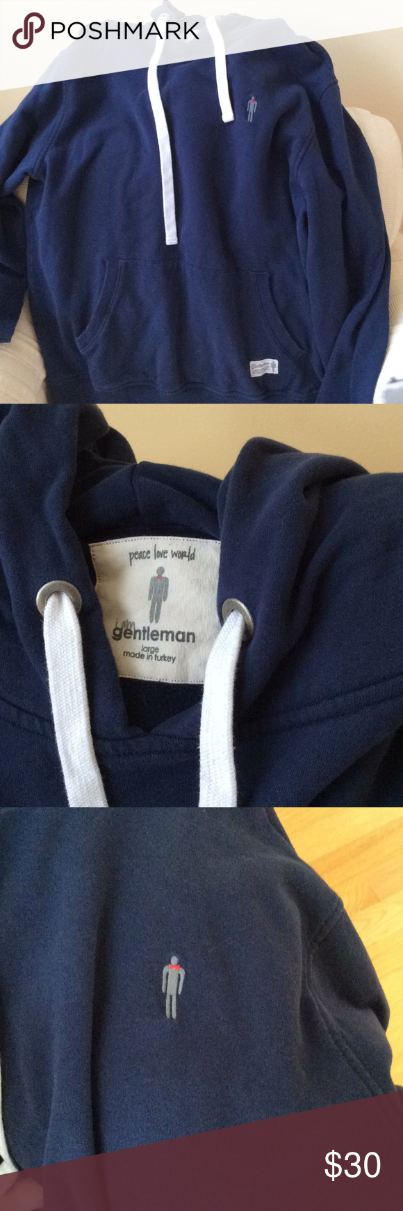 Peace Love World I Am Gentleman Hoodie Size L Peace Love World I Am Gentleman Hoodie Size L