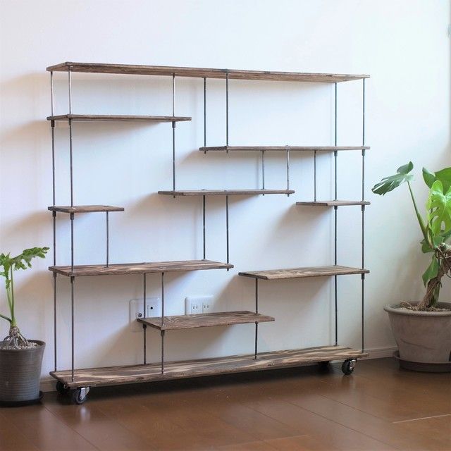 wood iron shelf 1120*1200*225〈ブラウン〉 アイアン 棚 ラック 超人気セール 観葉植物ラック アイアンラック ~industrial~ 棚/ラック