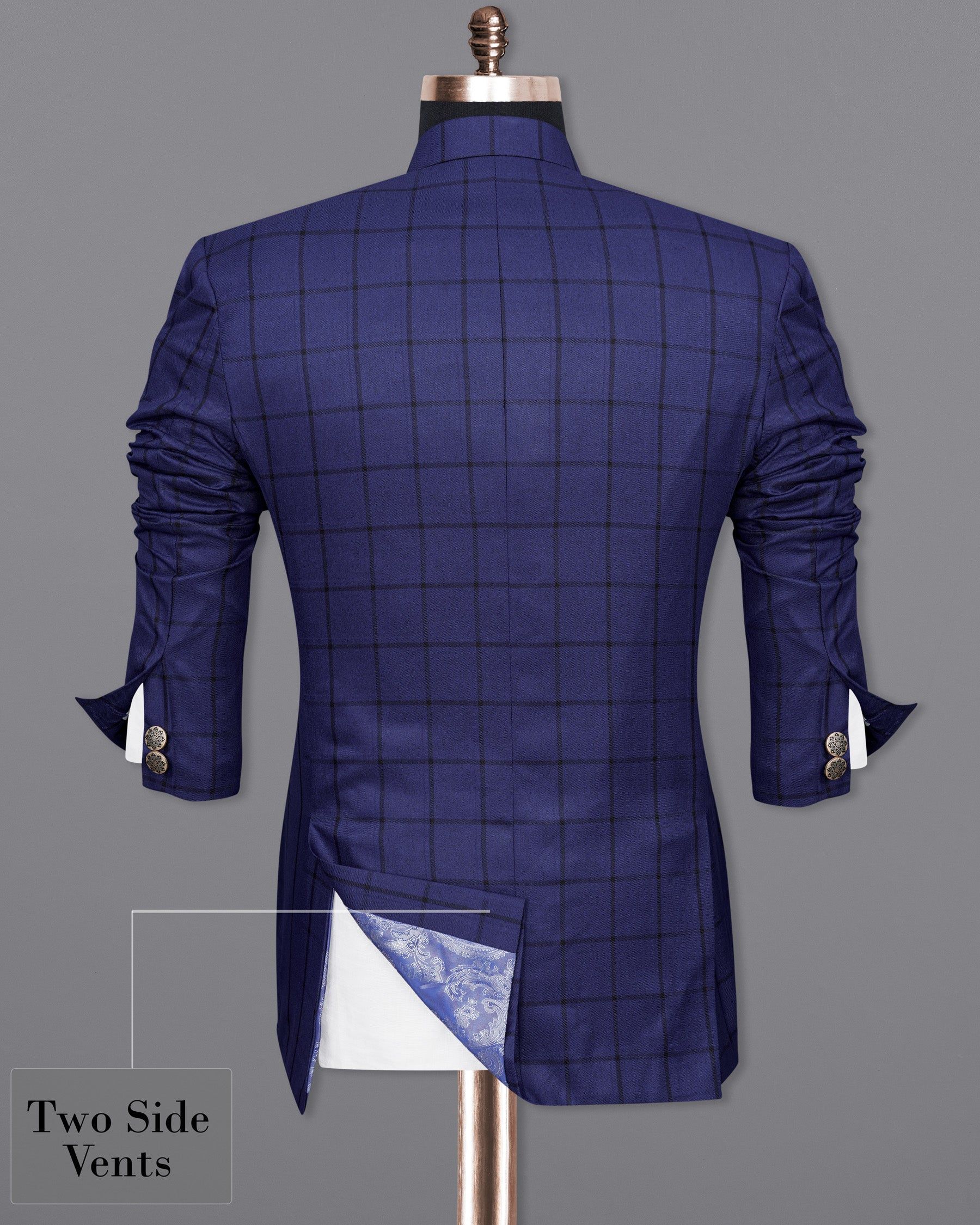 This bandhgala Blazer will upgrade your occasional wardrobe. The cross-button design gives it an attractive appearance, while the regular fit keeps you comfortable for longer durations. Pair this with monk shoes to complete your sleek modern aesthetic. In addition to being constructed from Imported Superior Fabrics, French crown Blazers are built with top quality components and thoughtful construction. Terry Rayon Fabric: Terry Rayon is a premium-grade fabric that’s made of rayon and polyester f Blazer And Shorts, Long Blazer, Long Shorts, Atlanta Shopping, Blue Check, Blazers For Men, Mandarin Collar, Luxury Fabrics, Rayon