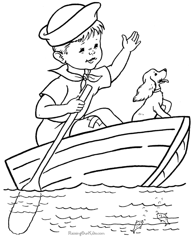 Kid coloring page of boat 008 | Coloring books, Free coloring pages ...