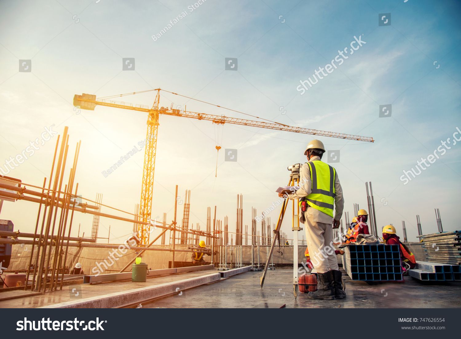 Surveyor Engineer Is Measuring Level Stock Photo Aff