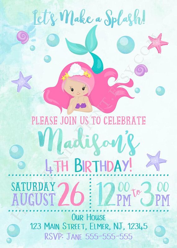 mermaid birthday invitation mermaid invitation mermaid invite birthday party invitations for girls