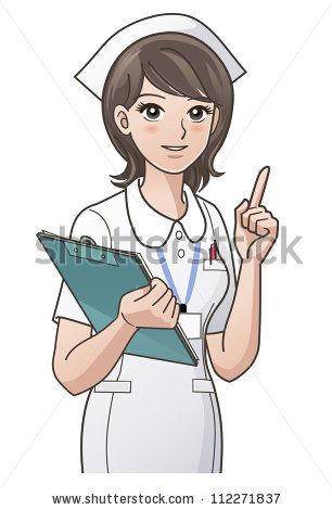 Nurses Cartoon Young Nurse Pointing The Index Finger Up Guiding
