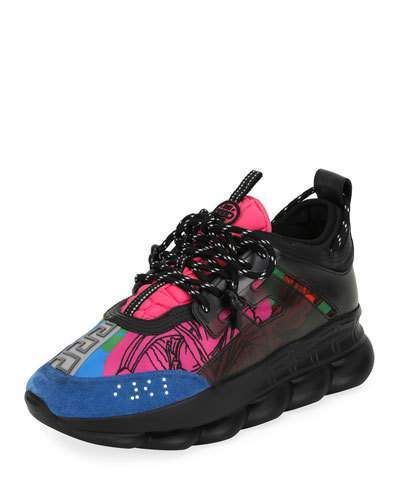 Versace Mens Baja Chain Reaction Greek-Key Sneakers ... Versace Mens Baja Chain Reaction Greek-Key Sneakers ...