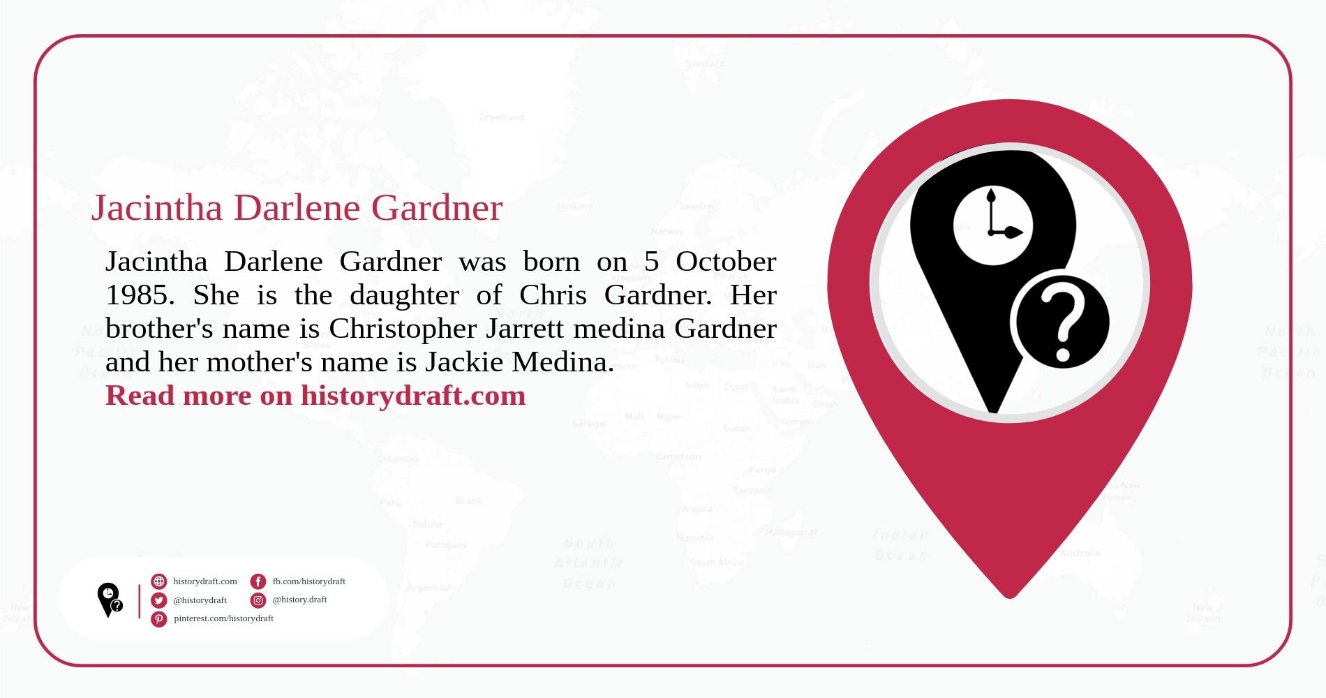 Jacintha Darlene Gardner was born on 5 October 1985. She is the