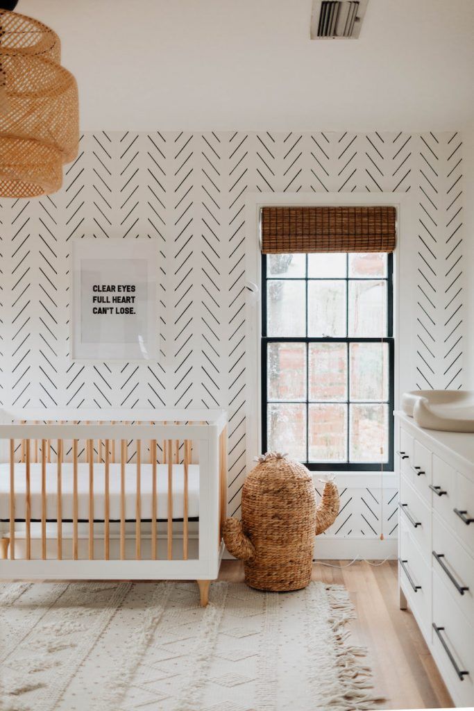 Our Favourite Herringbone Wallpaper Nursery Interiors | Nursery