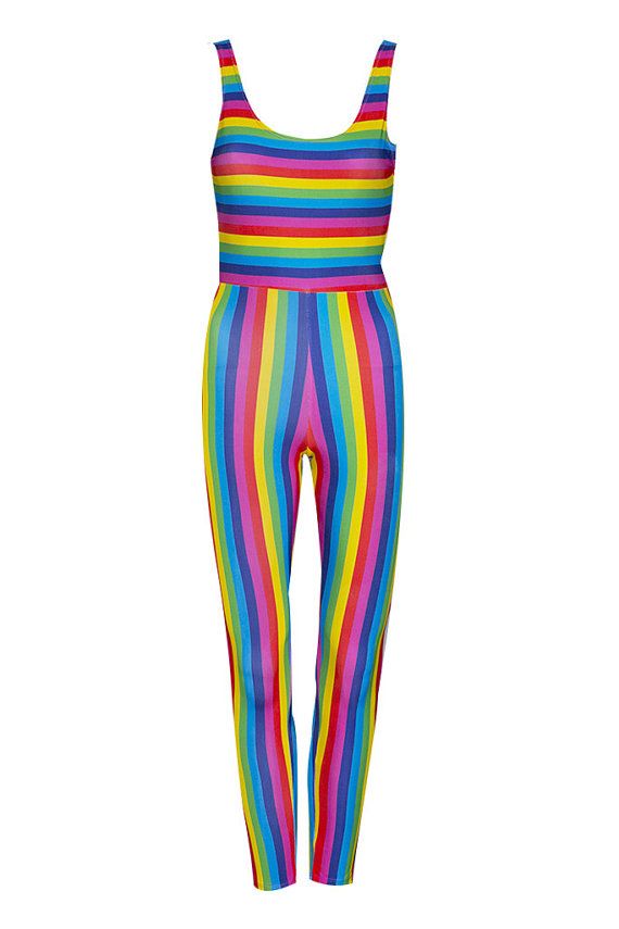 Rainbow Unitard Lycra Festival Stripe