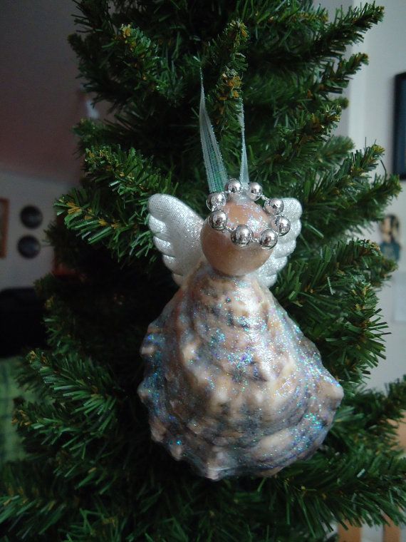 Iridescent Oyster Shell Angel Christmas Tree Ornament Beach Tree Decoration Shell Tree Decor