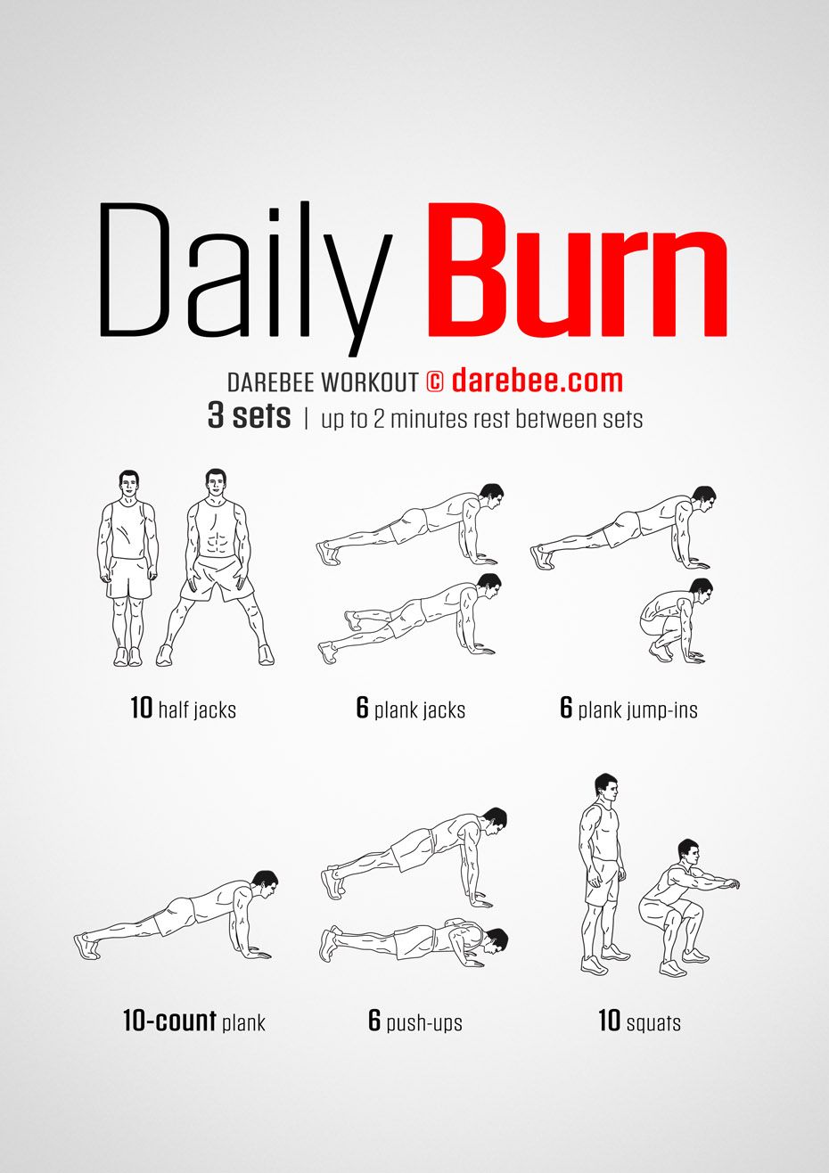Daily Burn Workout Thigh workouts men, Abs workout routines, Health