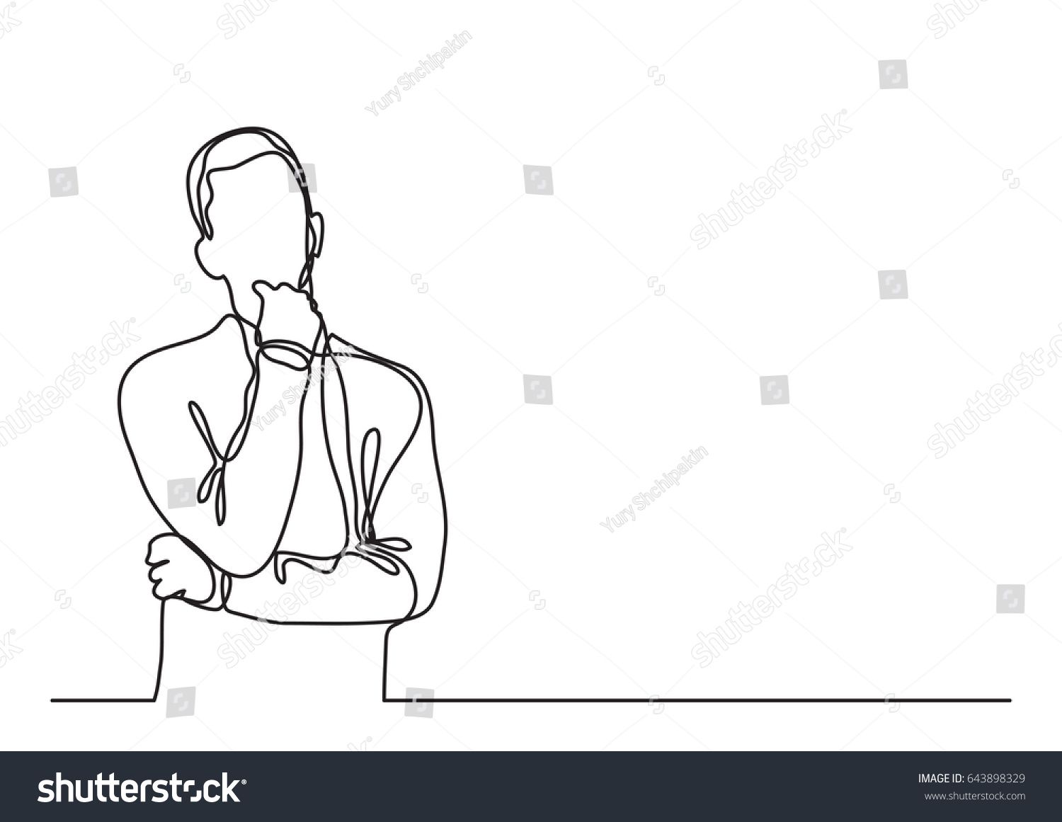 Thinking Man Continuous Line Drawing Sponsored Ad Man