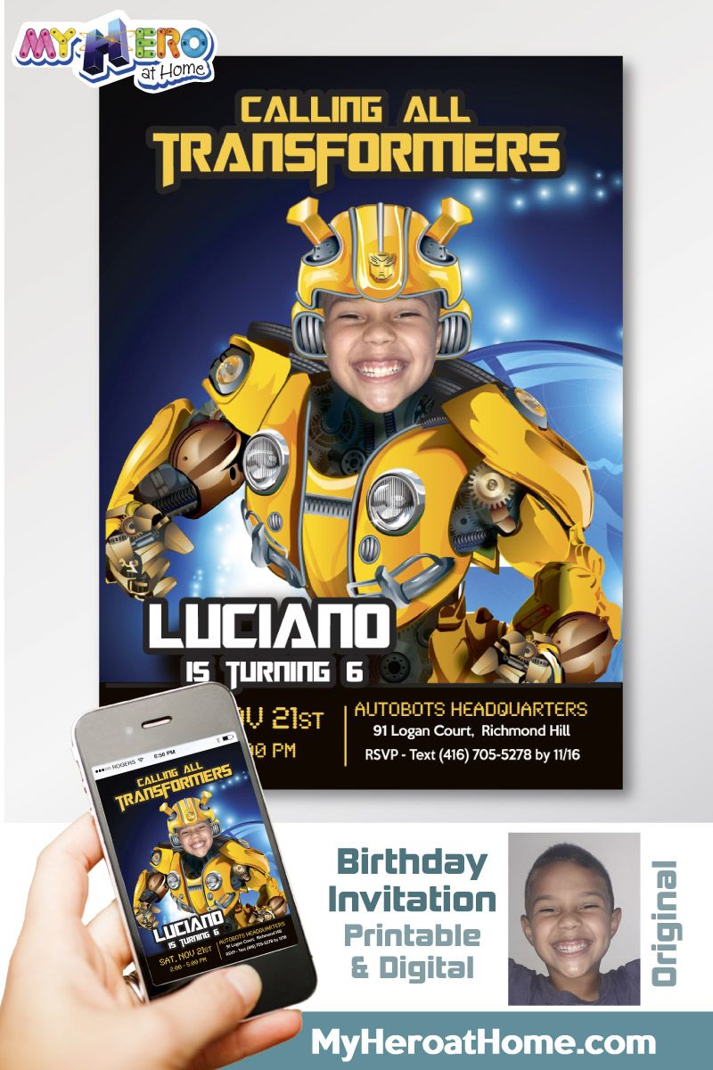 Turn your boy into his favorite Autobot: Bumblebee for one-of-a-kind Transformers Birthday Invitation, Bumblebee Digital, Bumblebee Birthday Invitation, Autobots theme party, Transformers theme party, Bumblebee Virtual Birthday, Transformers Drive By Birthday. #BumblebeeBirthday #BumblebeeInvitation #BumblebeeBirthday #BumblebeeParty #TransformersParty #AutobotsParty #TransformersInvitation #BumblebeePoster #BumblebeeDecor #BumblebeeCake #myheroathome Bumble Bee Invitations, Star Wars Invitations, Pirate Invitations, Custom Birthday Invitations, Photo Invitations, Digital Invitations, Transformer Birthday, Bumble Bee Cake