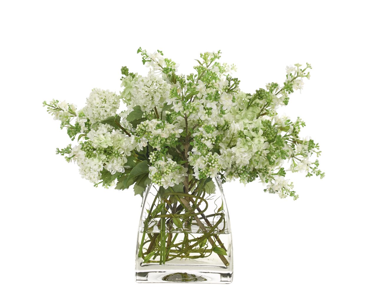 K&K Interiors 17260A-PK 9.25 Inch Pink Lilac in Glass Vase with Faux Water K&K Interiors 17260A-PK 9.25 Inch Pink Lilac in Glass Vase with Faux Water
