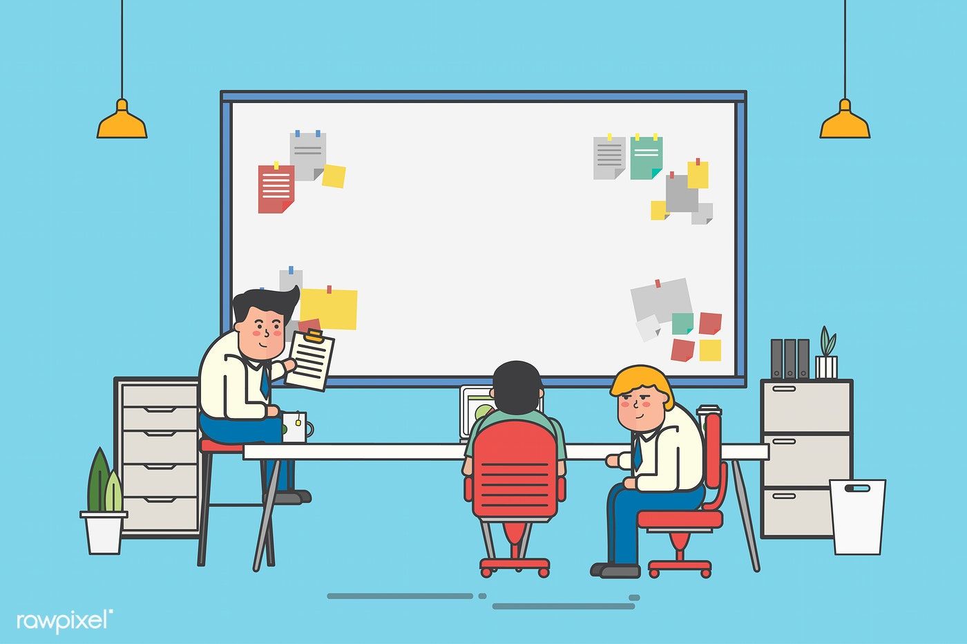 Download Premium Vector Of Businessmen Planning On A Board Illustration download-premium-vector-of-businessmen-planning-on-a-board-illustration