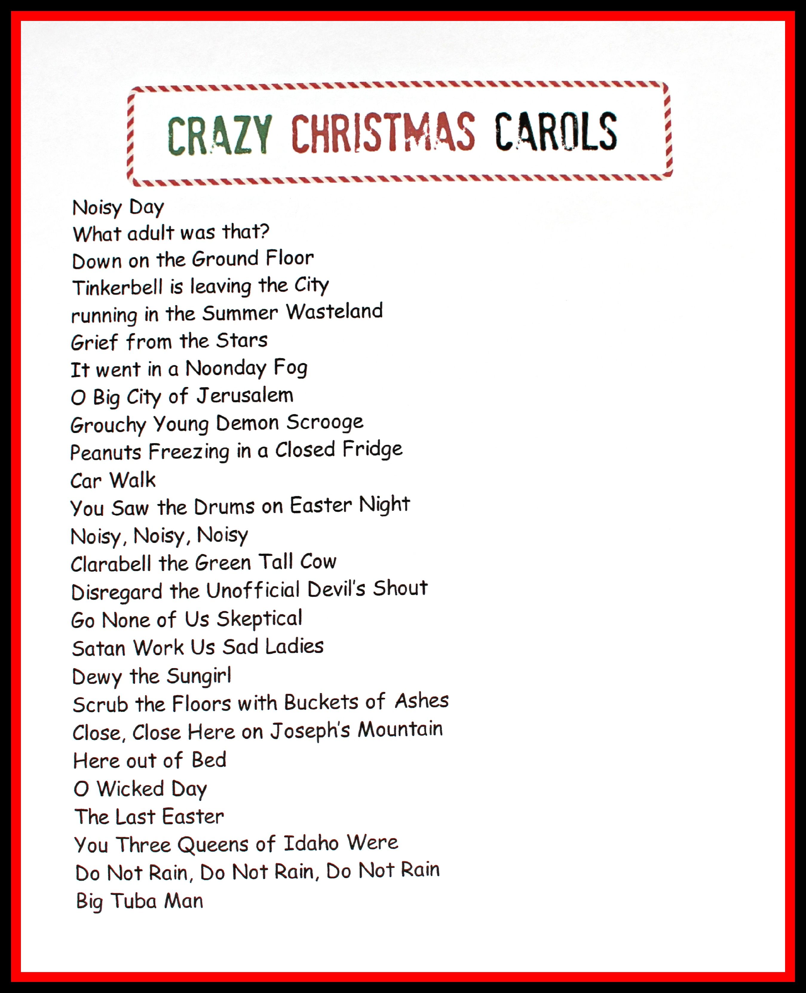 crazy christmas carols printable christmas fun games pinterest christmas carols test