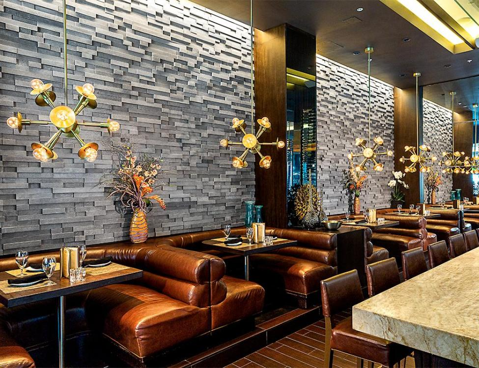 Commercial Interiors | Peninsula Building Materials Co. Boral Stone, Interior Cladding, Cladding Ideas, Manufactured Stone, Ledgestone, Stone Veneer, Stacked Stone, Commercial Interiors, Building Materials