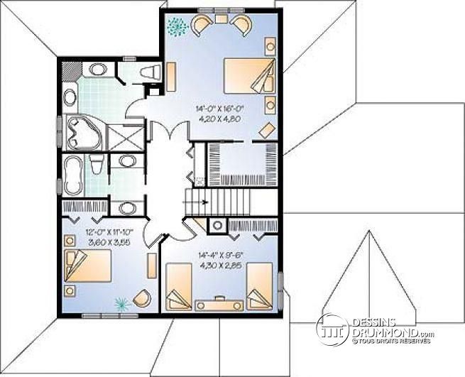 Plan de Étage Maison 2 étages, style Américain, 3 chambres, garage - application pour plan de maison Plan de Étage Maison 2 étages, style Américain, 3 chambres, garage - application pour plan de maison