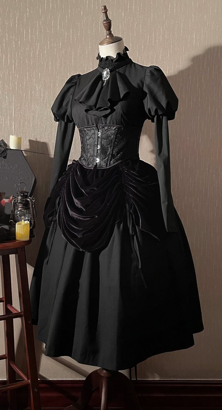 New Release: 【-The Moonlight Castle-】 #GothicLolita Lolita OP Dress Set ◆ Shopping Link >>> https://lolitawardrobe.com/the-moonlight-castle-gothic-lolita-op-dress-set_p7448.html Gothic Victorian Dresses, Gothic Gowns, Gothic Dress, Gothic Outfits, Victorian Fashion, Gothic Victorian Aesthetic, Gown Aesthetic, Witch Aesthetic Outfit, Witch Dress