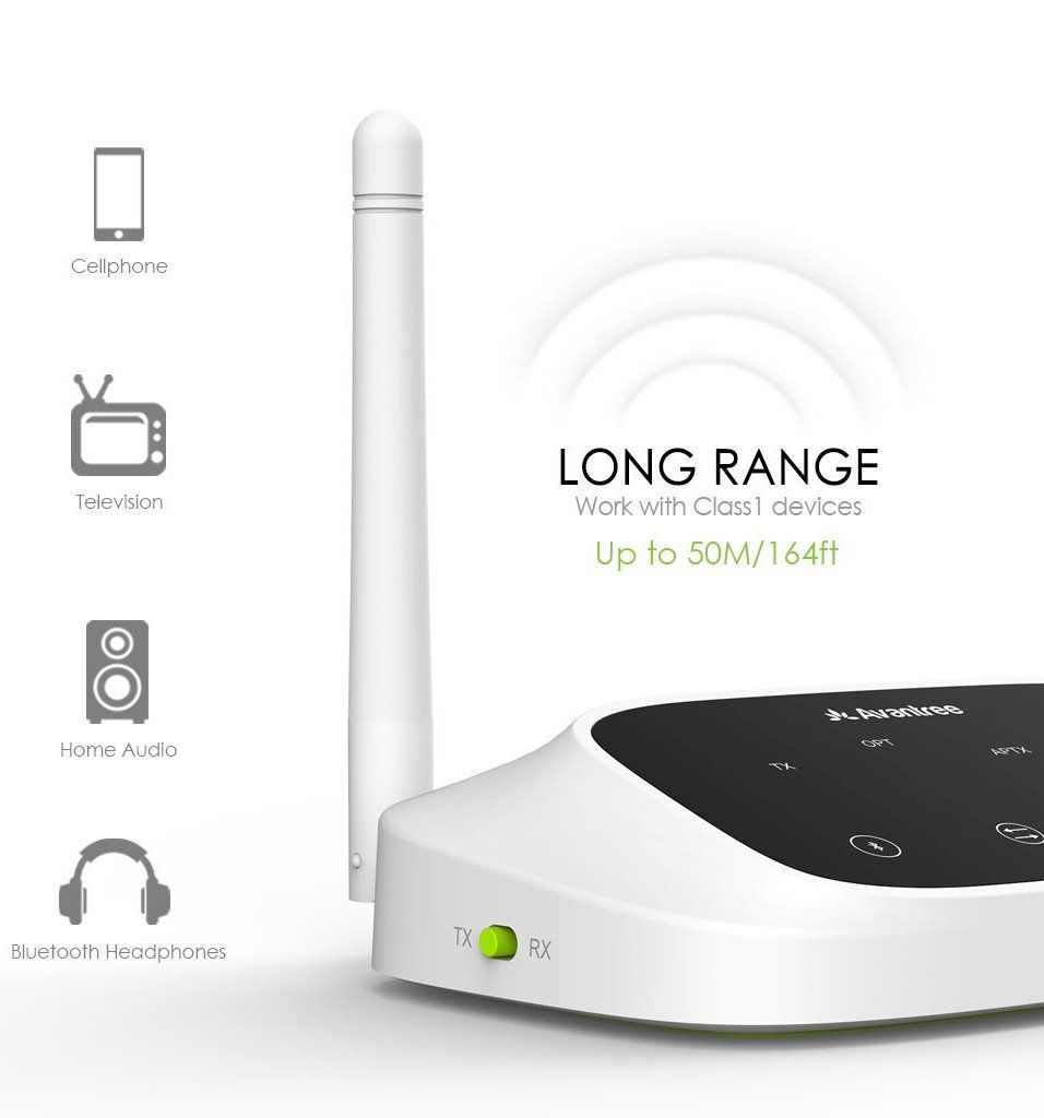 Avantree Oasis Long Range Bluetooth Transmitter Receiver for TV /& PC Audio