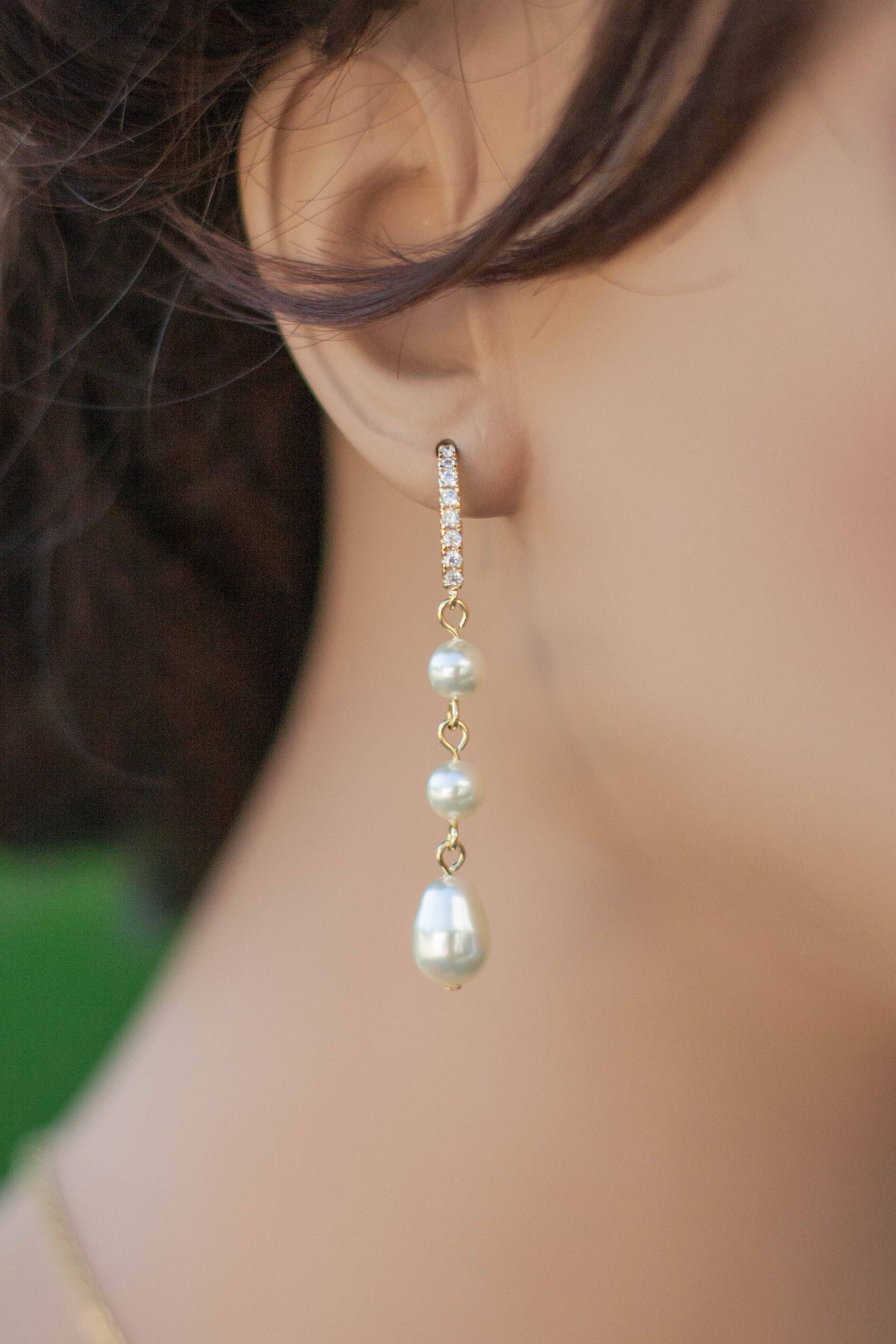 Clic Pearl Earrings Long Dangle Wedding Hair Clic Pearl Earrings Long Dangle